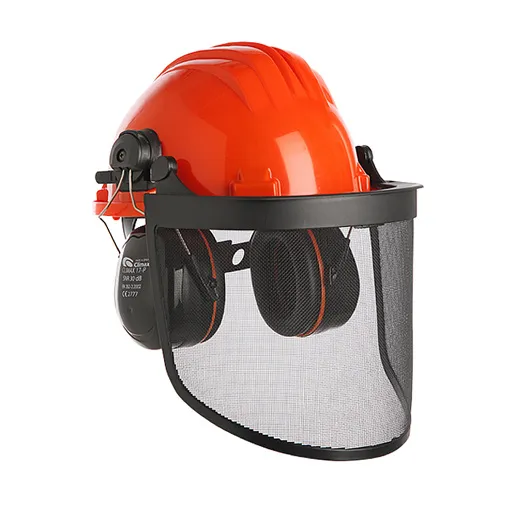 Capacete polietileno viseira em rede e auricular